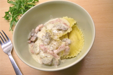 Receta de raviolis con salsa de mascarpone