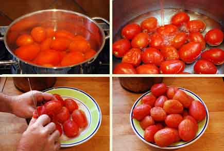 Escaldado y pelado de los tomates © José Maldonado